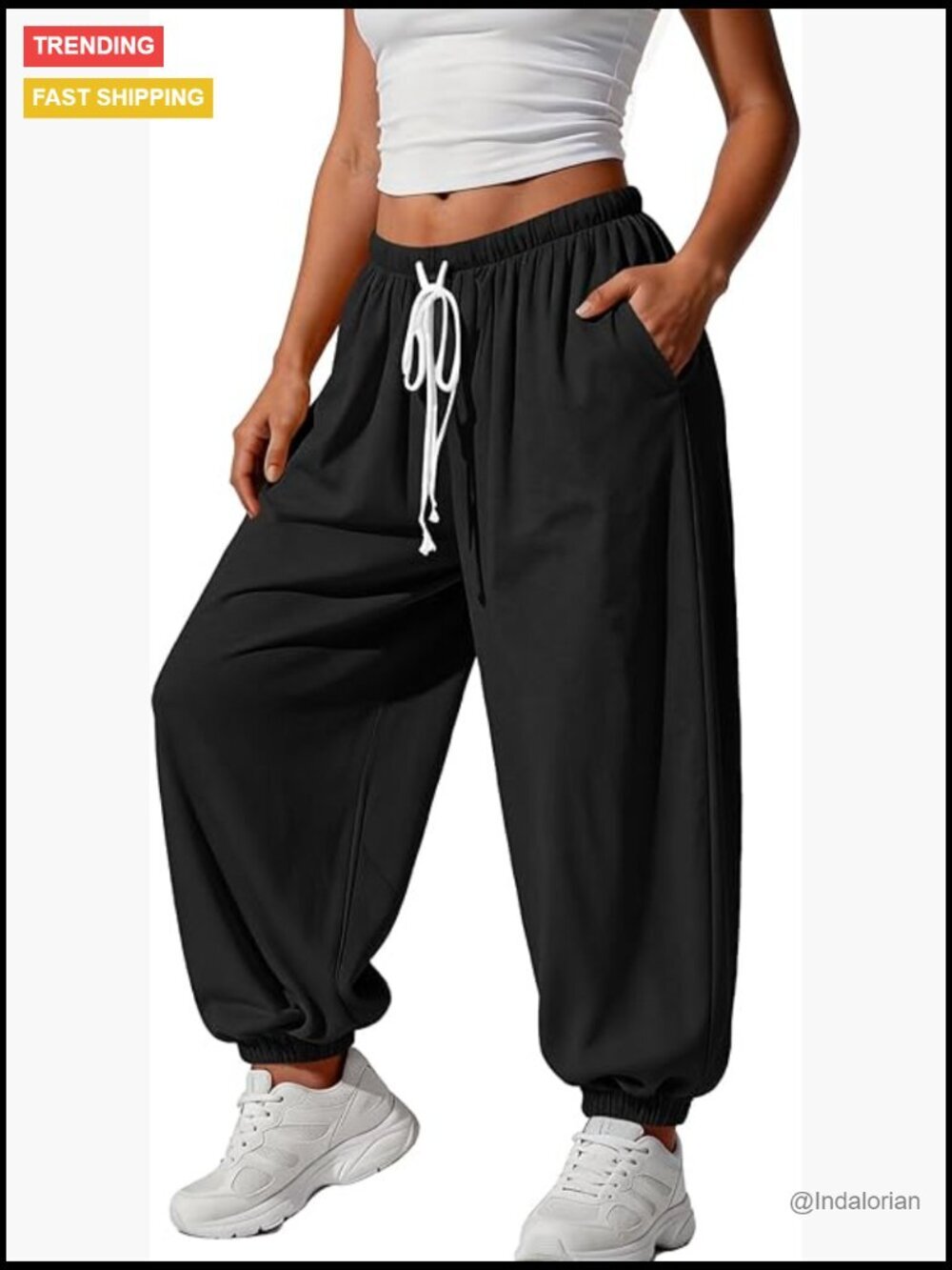 Baggy Harem Pants Casual Barrel Elastic Waist Drawstring Pleated Loose Workout